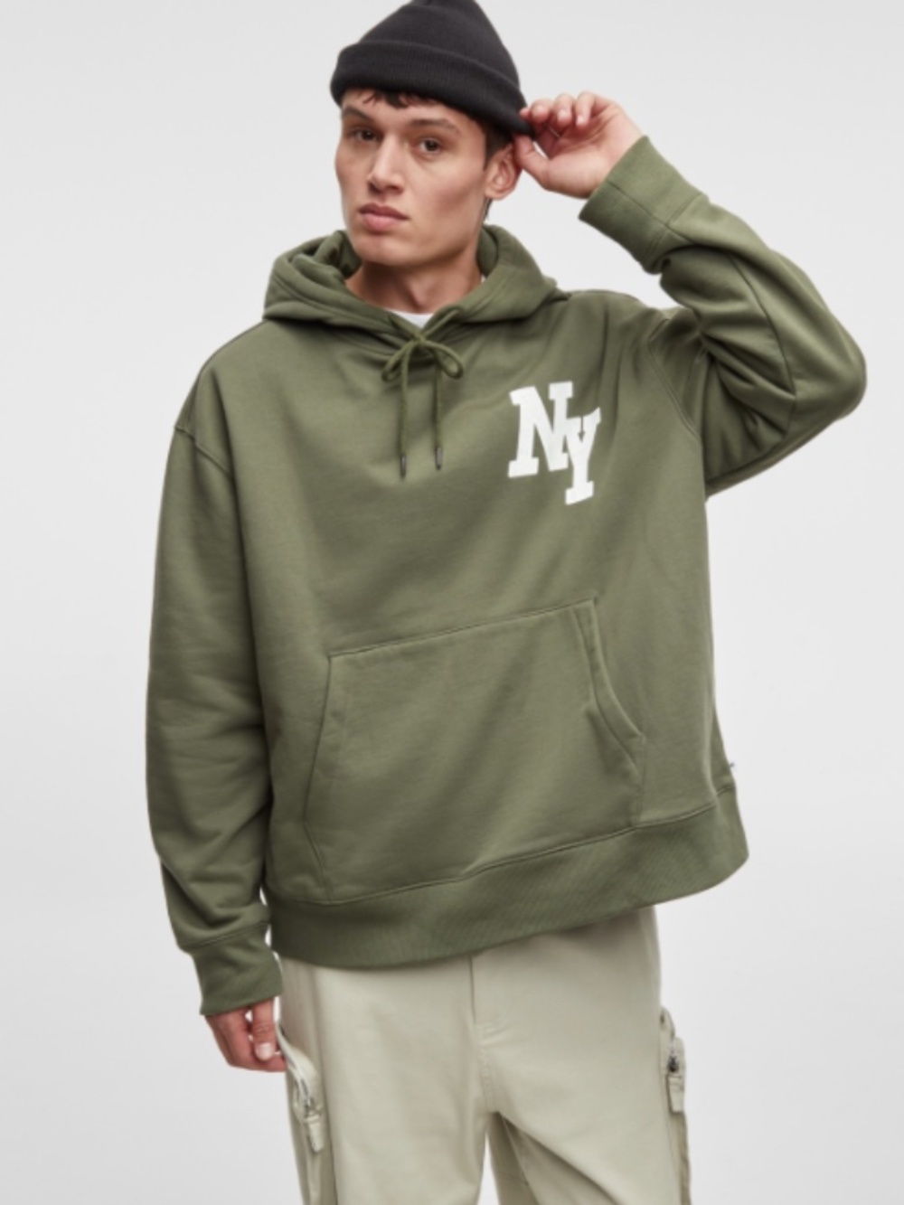 Mode of One Men's Long-Sleeve Oversized Ny Hoodie, Size XL NWT